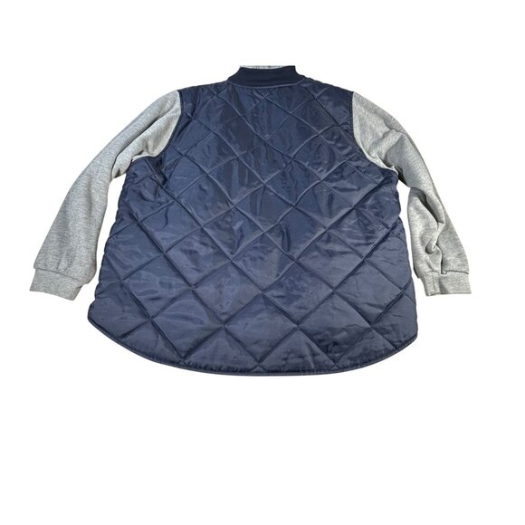 Big Mac Workwear Quilted Hoodie Mens XXL Navy Blue Gray Pocket Drawstring Zip Up - Picture 8 of 10